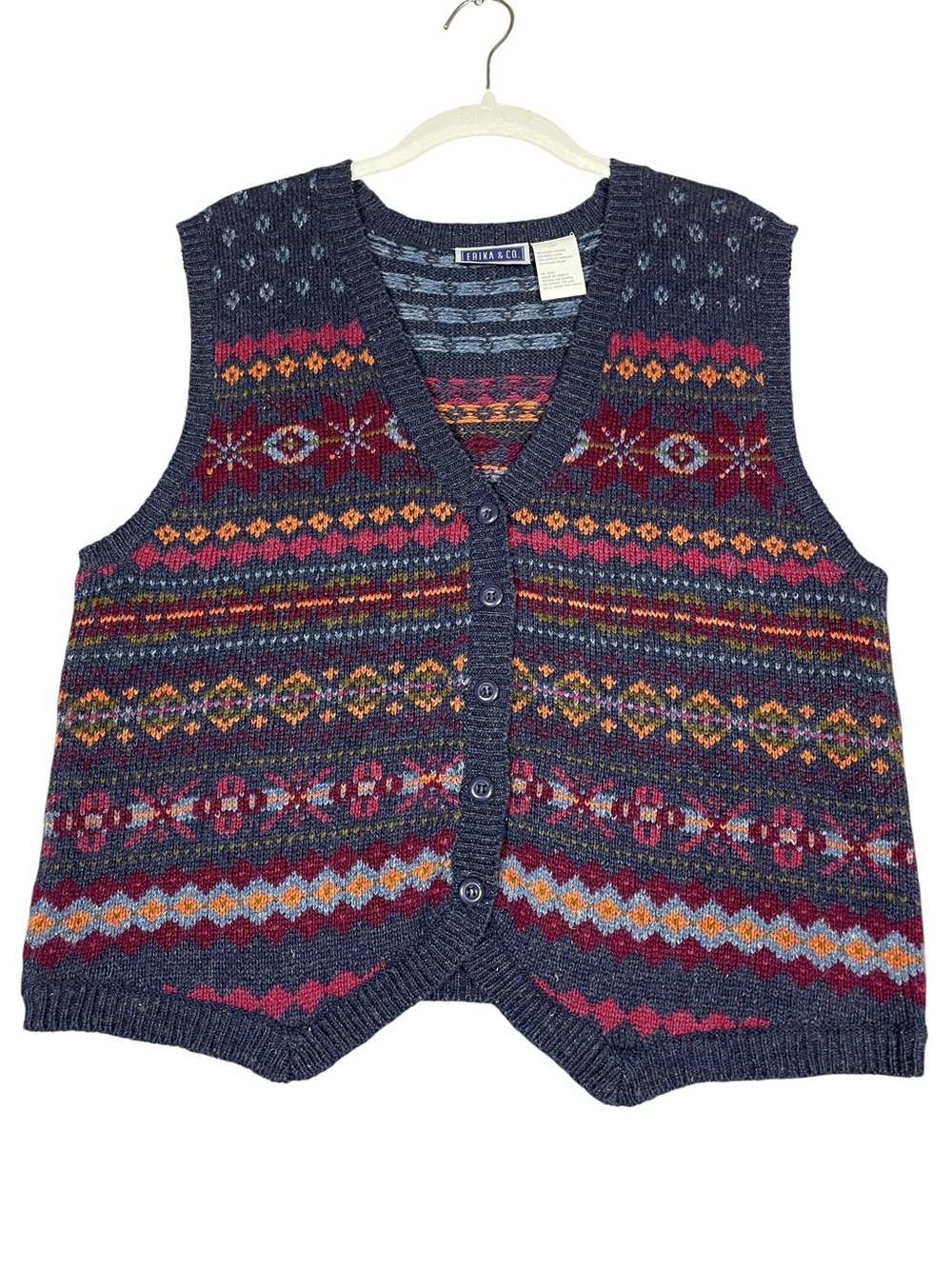 Vintage 90's Fair Isle Pattern Nordic Stylish Cozy Layering Knit Sweater Vest  L